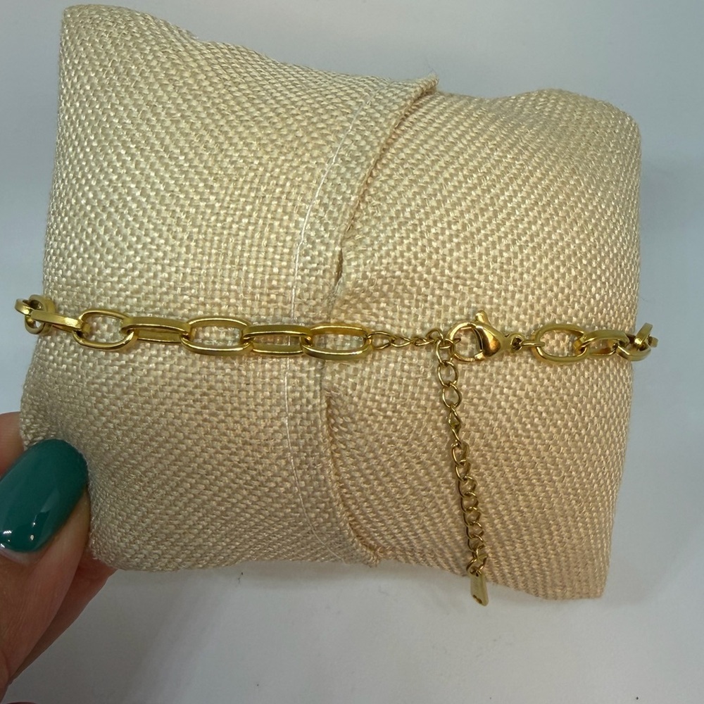 Gold Plated Roman Numeral Bracelet | Black & White Enamel Stainless Steel - Picture 4 of 5